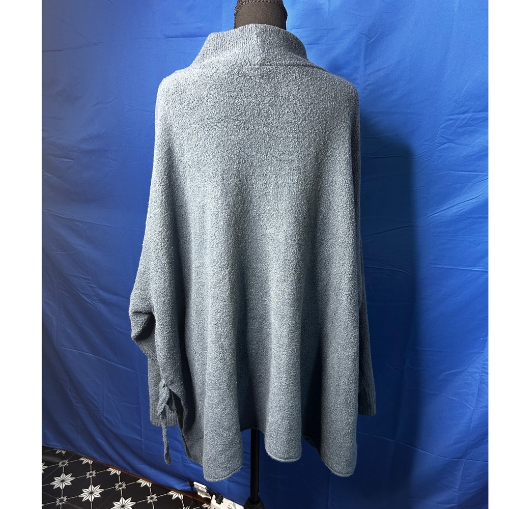 J Jill Women Teal Side Tie Oversized Tunic Sweater One Size Lagenlook Minimalist - Picture 2 of 11